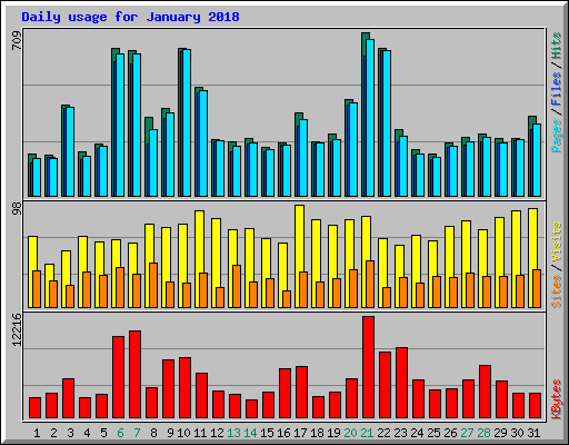 Daily usage for January 2018