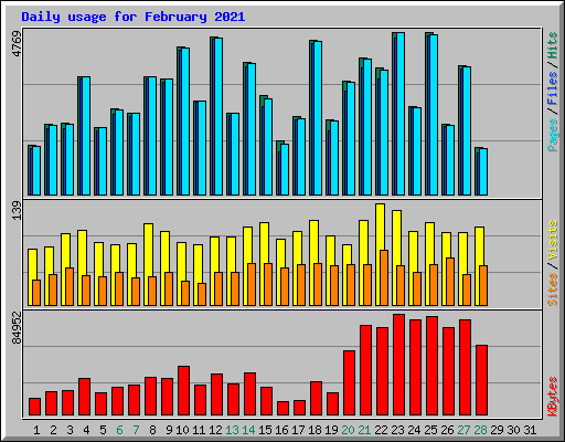 Daily usage for February 2021