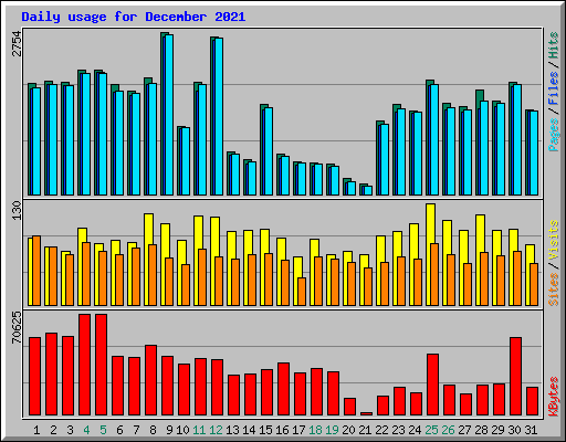 Daily usage for December 2021