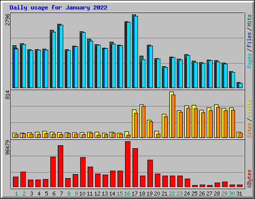 Daily usage for January 2022