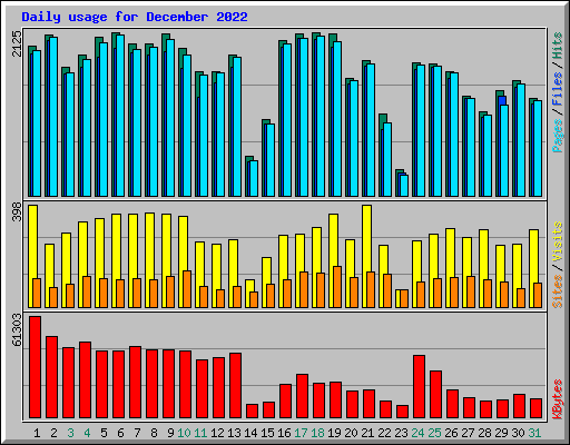 Daily usage for December 2022