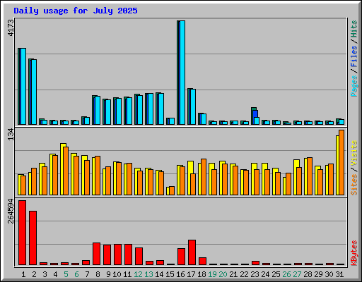 Daily usage for July 2025